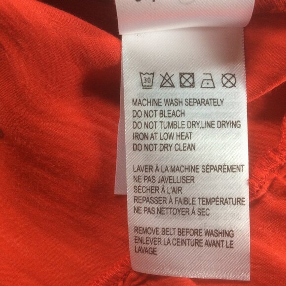 FARM Rio Bold Red Peony Long Sleeve Floral Satin Mini Boho Shift Dress Sz Medium - Picture 4 of 8